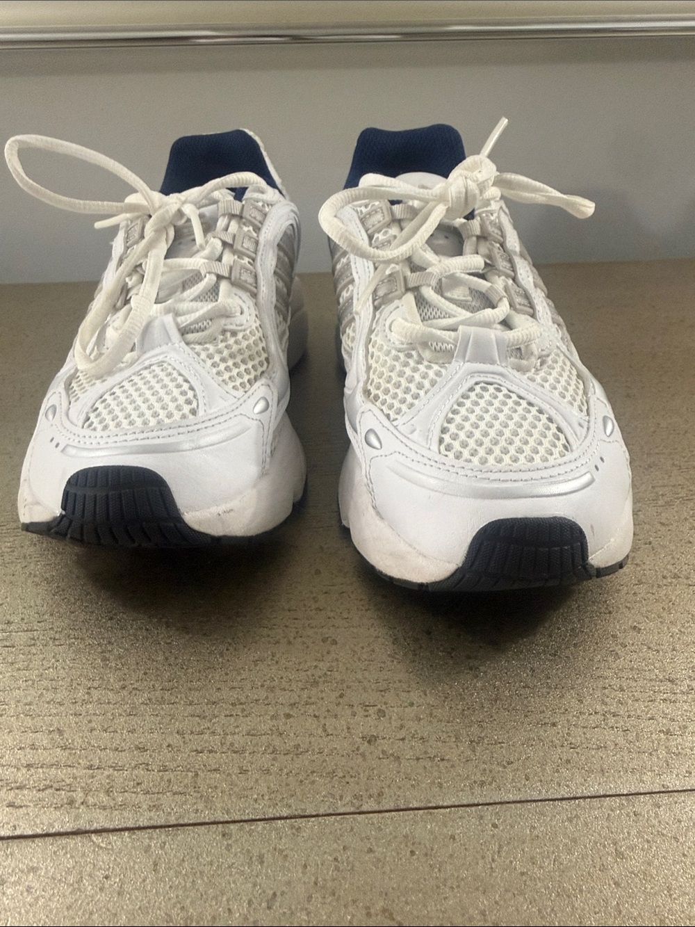 adidas White Mesh Sneakers with Navy Interior